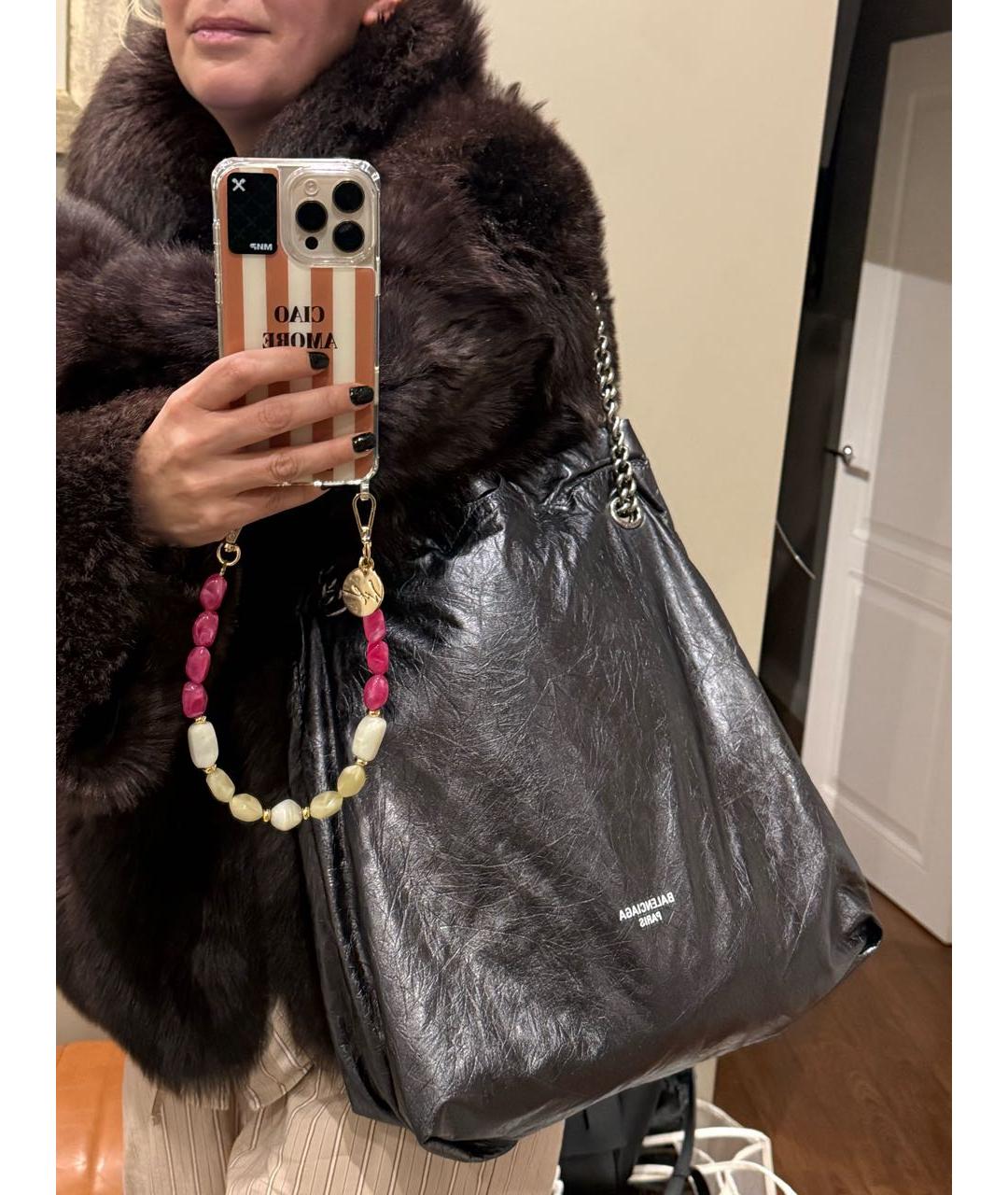 BALENCIAGA Серая кожаная сумка через плечо, фото 7