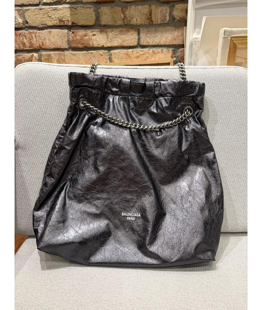 BALENCIAGA Серая кожаная сумка через плечо, фото 2