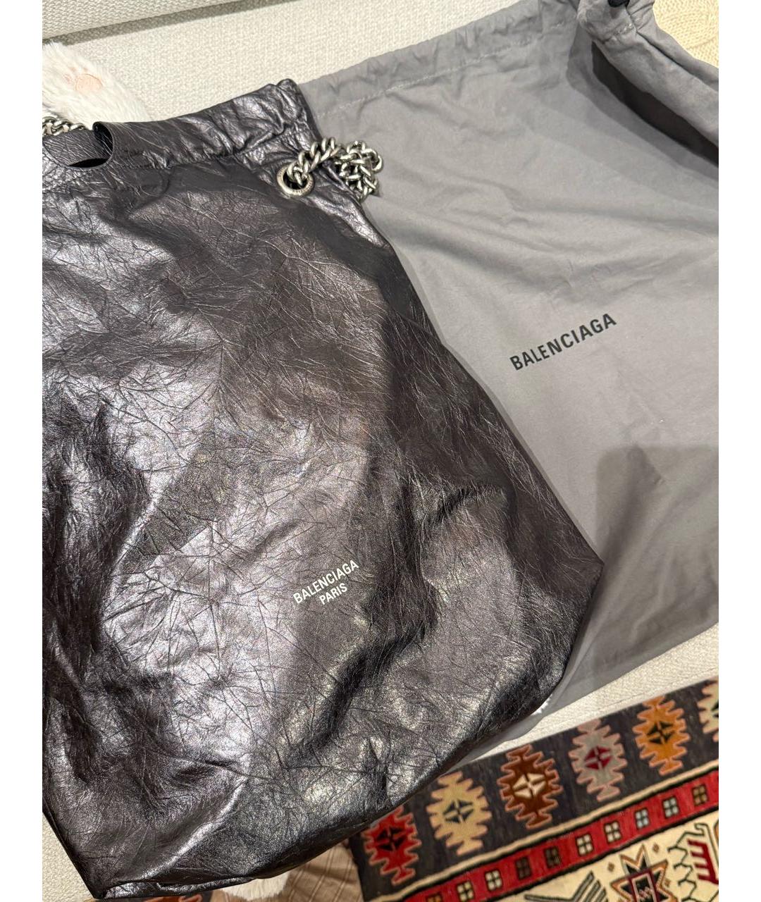 BALENCIAGA Серая кожаная сумка через плечо, фото 6