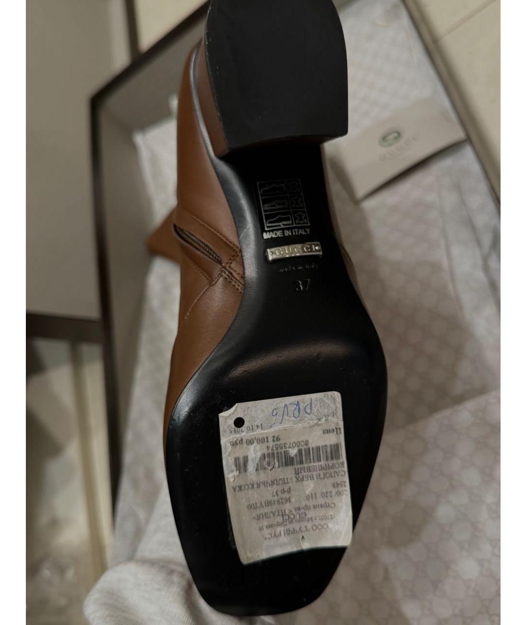 GUCCI Коричневые кожаные сапоги, фото 2