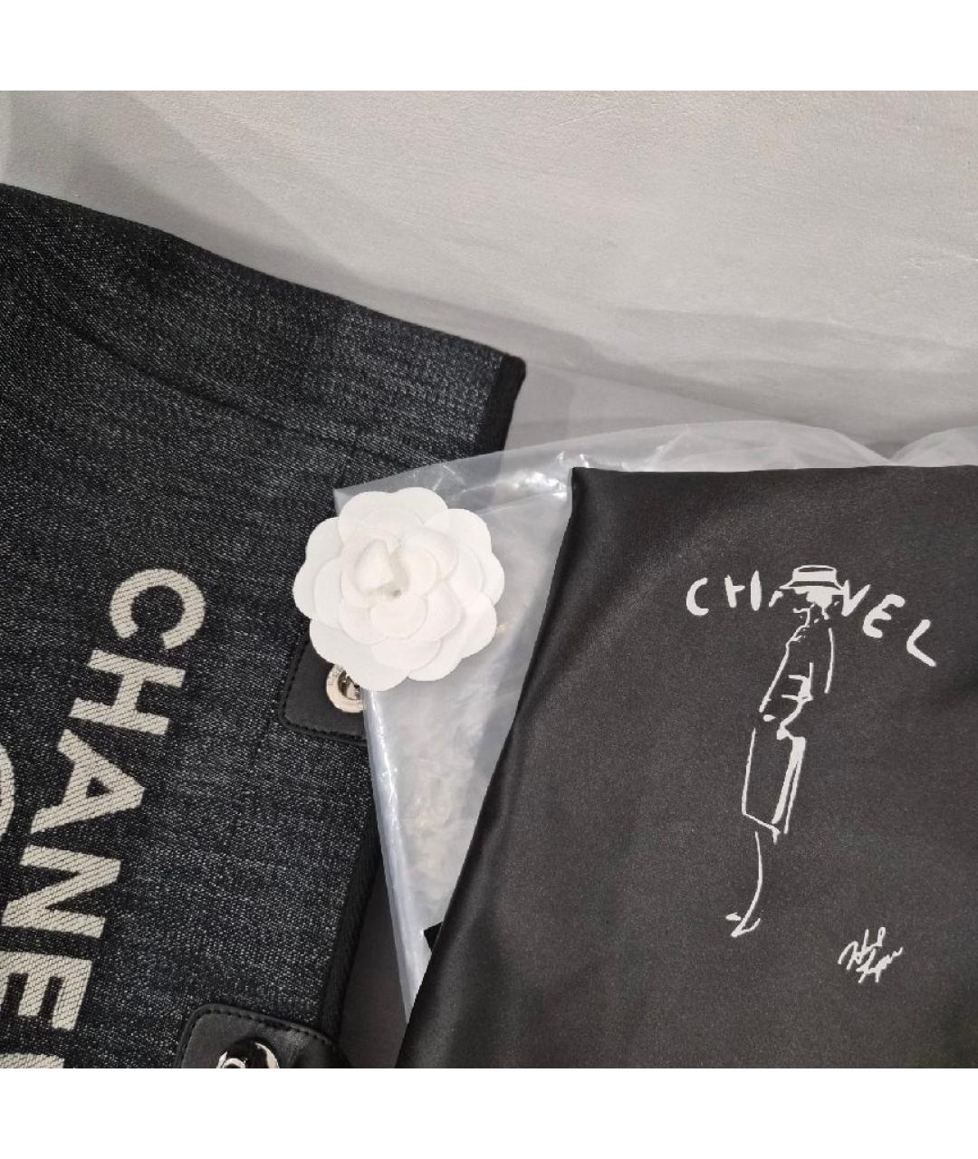 CHANEL Темно-синяя деним сумка тоут, фото 8