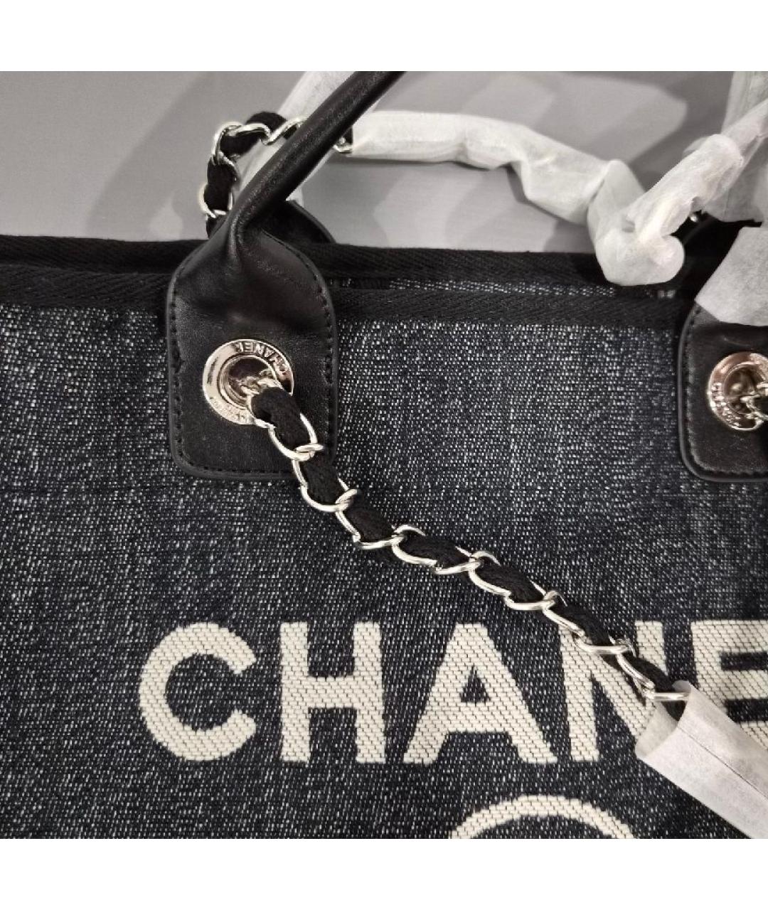 CHANEL Темно-синяя деним сумка тоут, фото 3