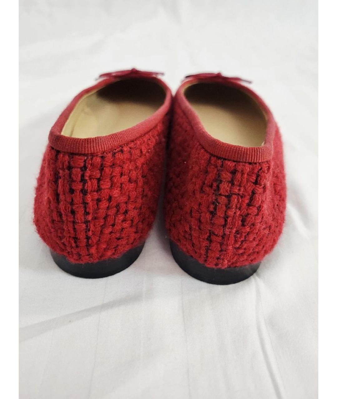 CHANEL Красные текстильные балетки, фото 4