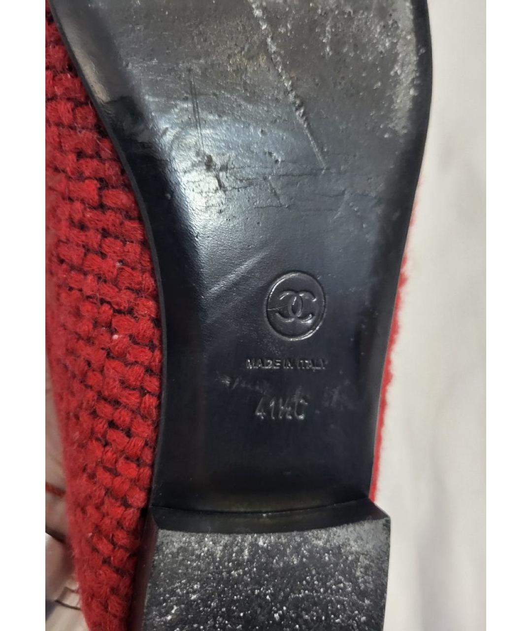 CHANEL Красные текстильные балетки, фото 6