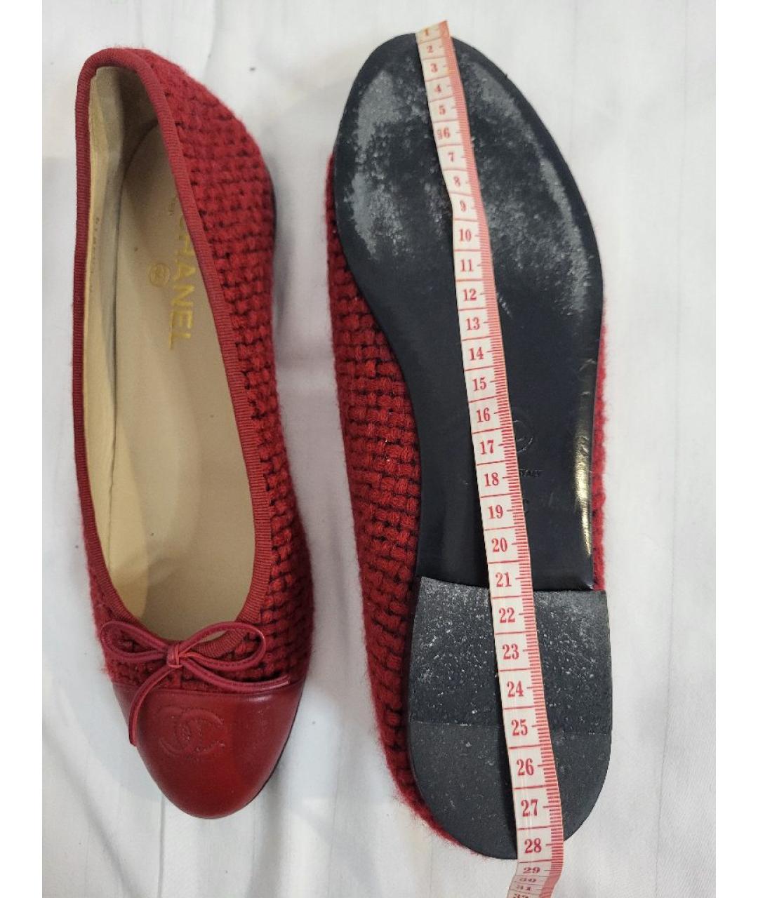 CHANEL Красные текстильные балетки, фото 3