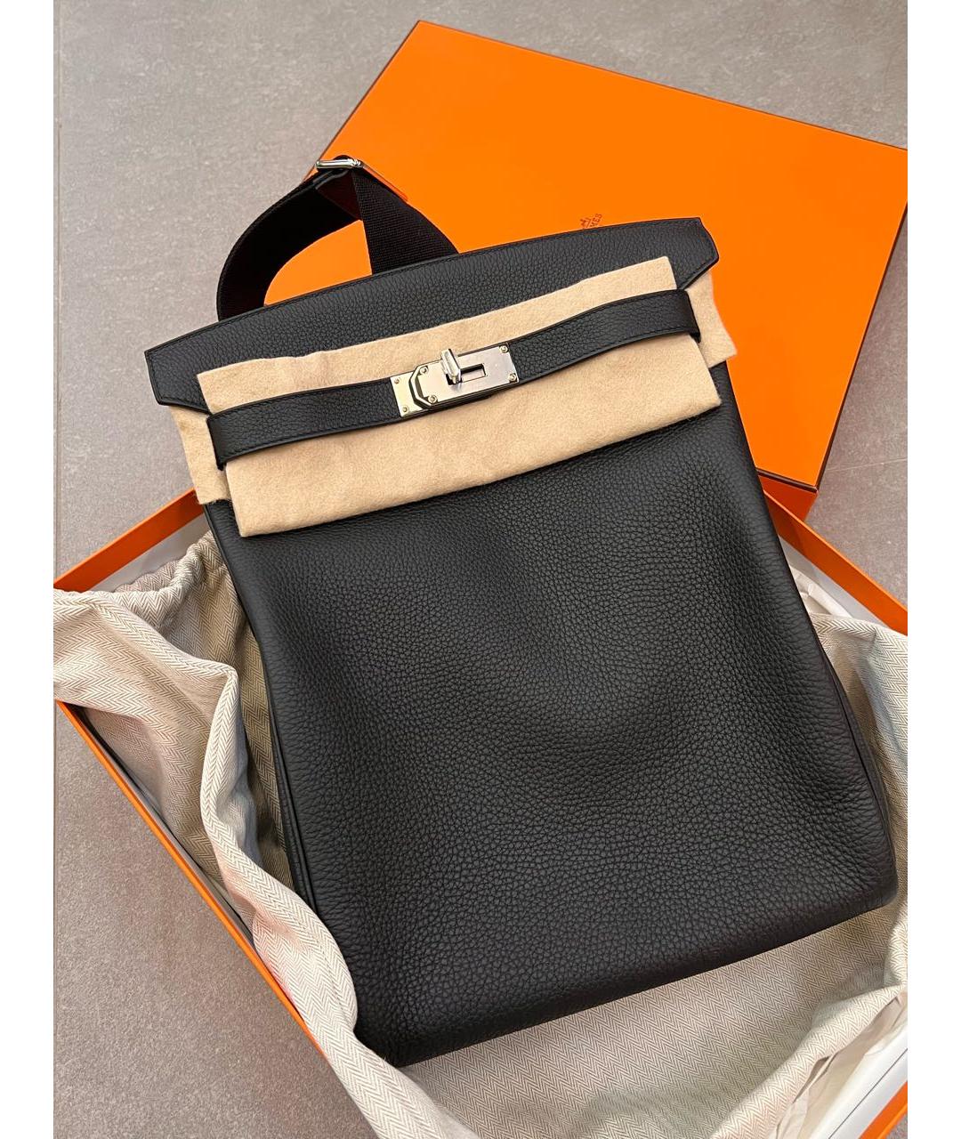 HERMES Черная кожаная сумка на плечо, фото 2