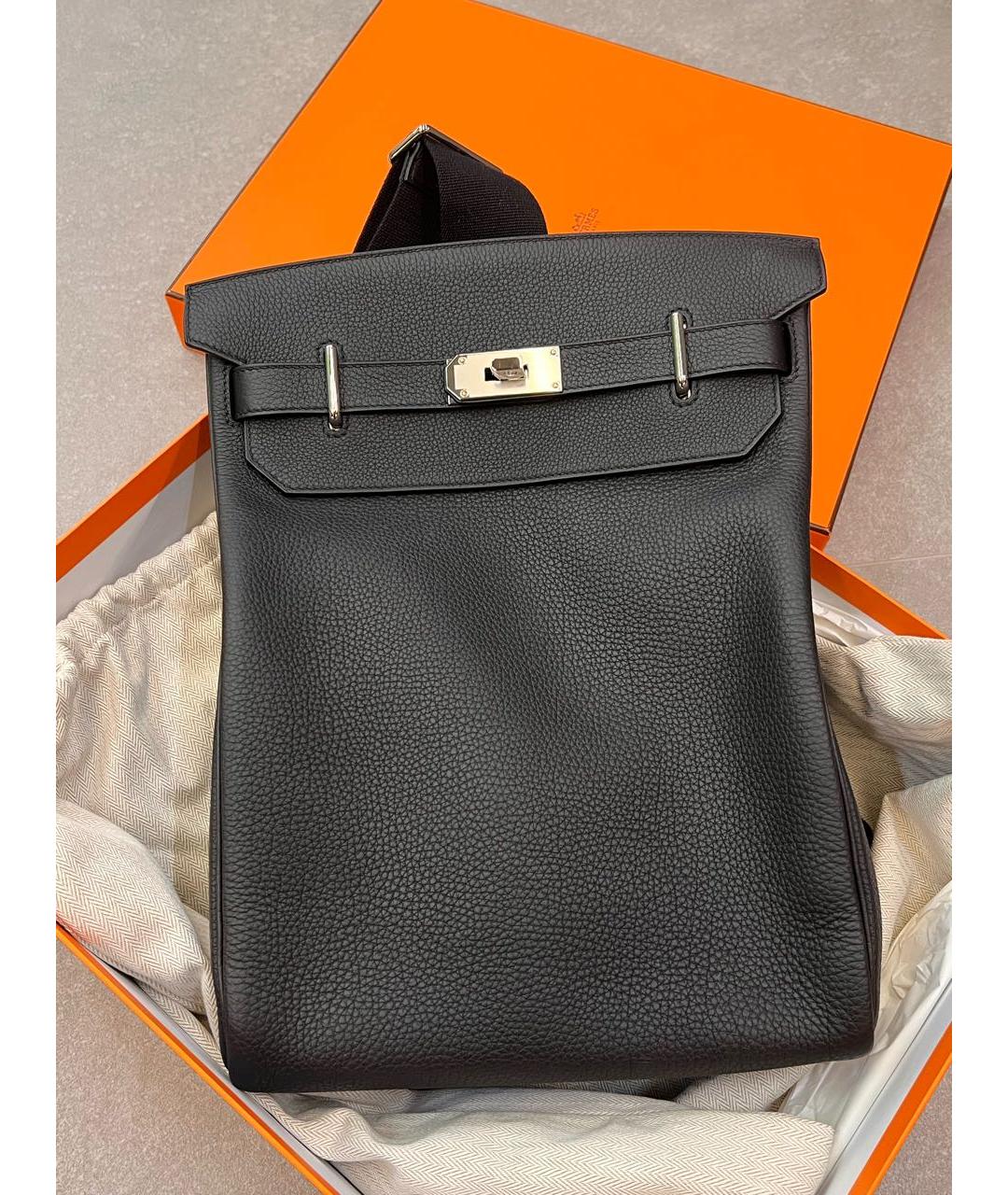 HERMES Черная кожаная сумка на плечо, фото 5