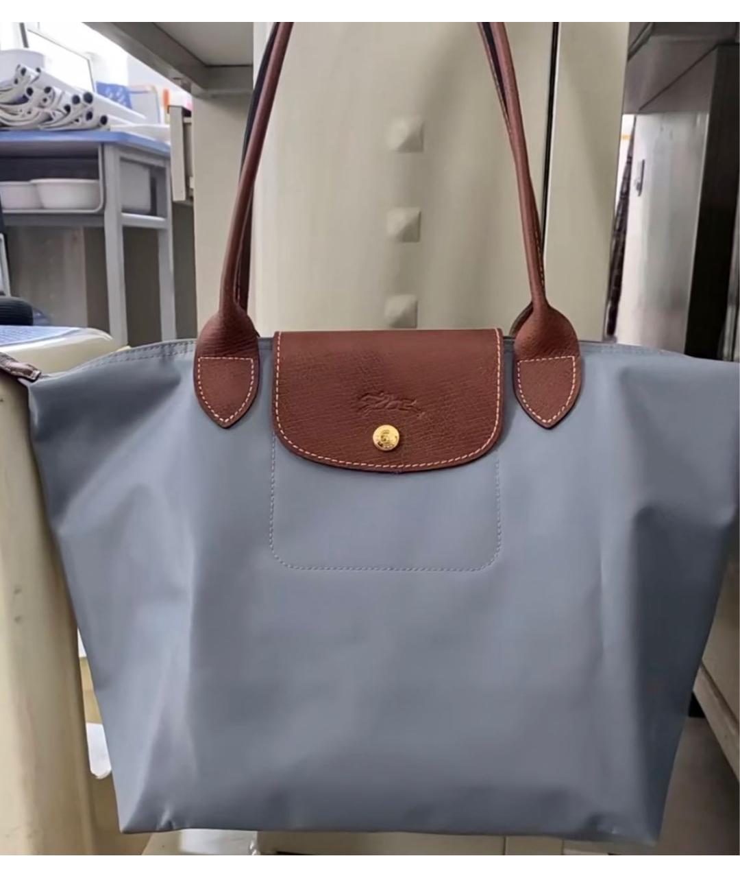 LONGCHAMP Голубая тканевая сумка тоут, фото 4