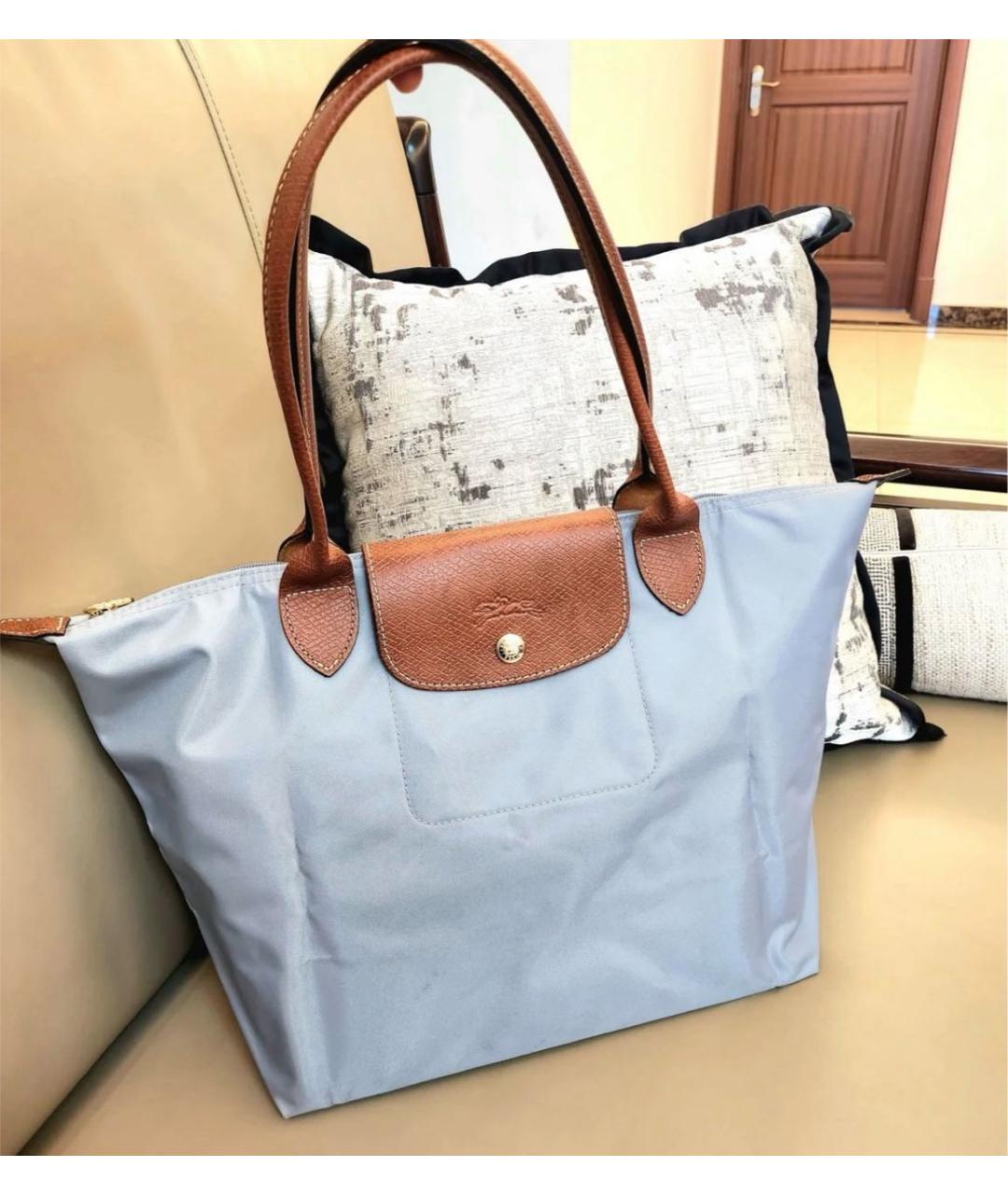LONGCHAMP Голубая тканевая сумка тоут, фото 5
