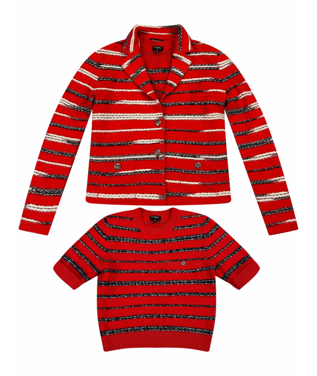 CHANEL Красный кашемировый жакет/пиджак, фото 1