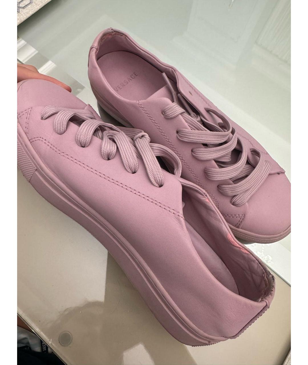 VERSACE Розовые кожаные кеды, фото 4