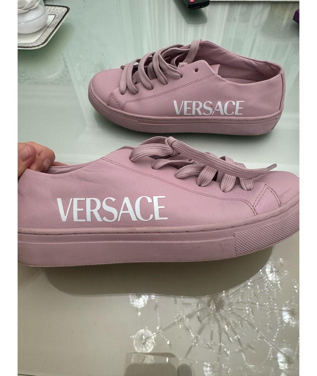 VERSACE Розовые кожаные кеды, фото 5