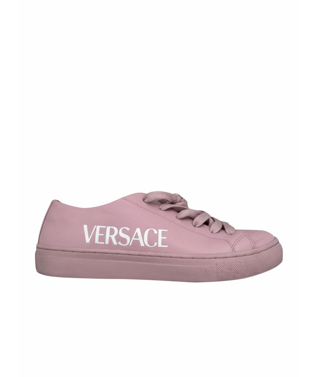 VERSACE Розовые кожаные кеды, фото 1