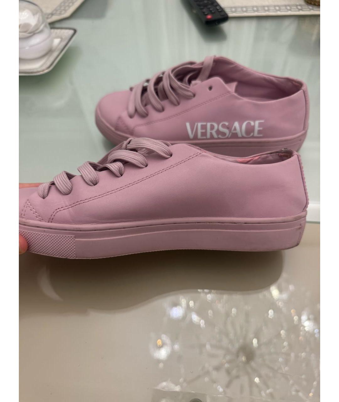 VERSACE Розовые кожаные кеды, фото 3