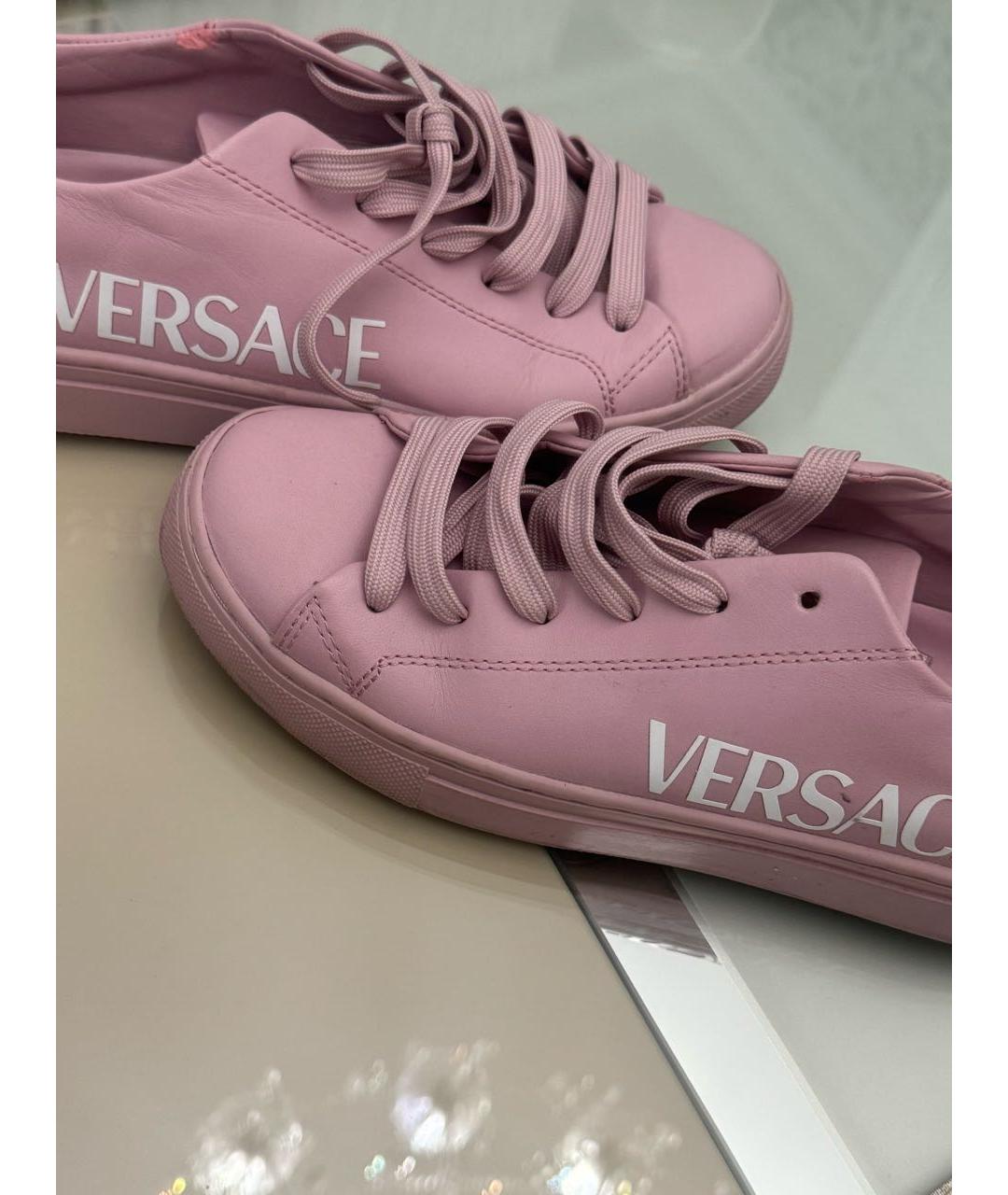 VERSACE Розовые кожаные кеды, фото 2