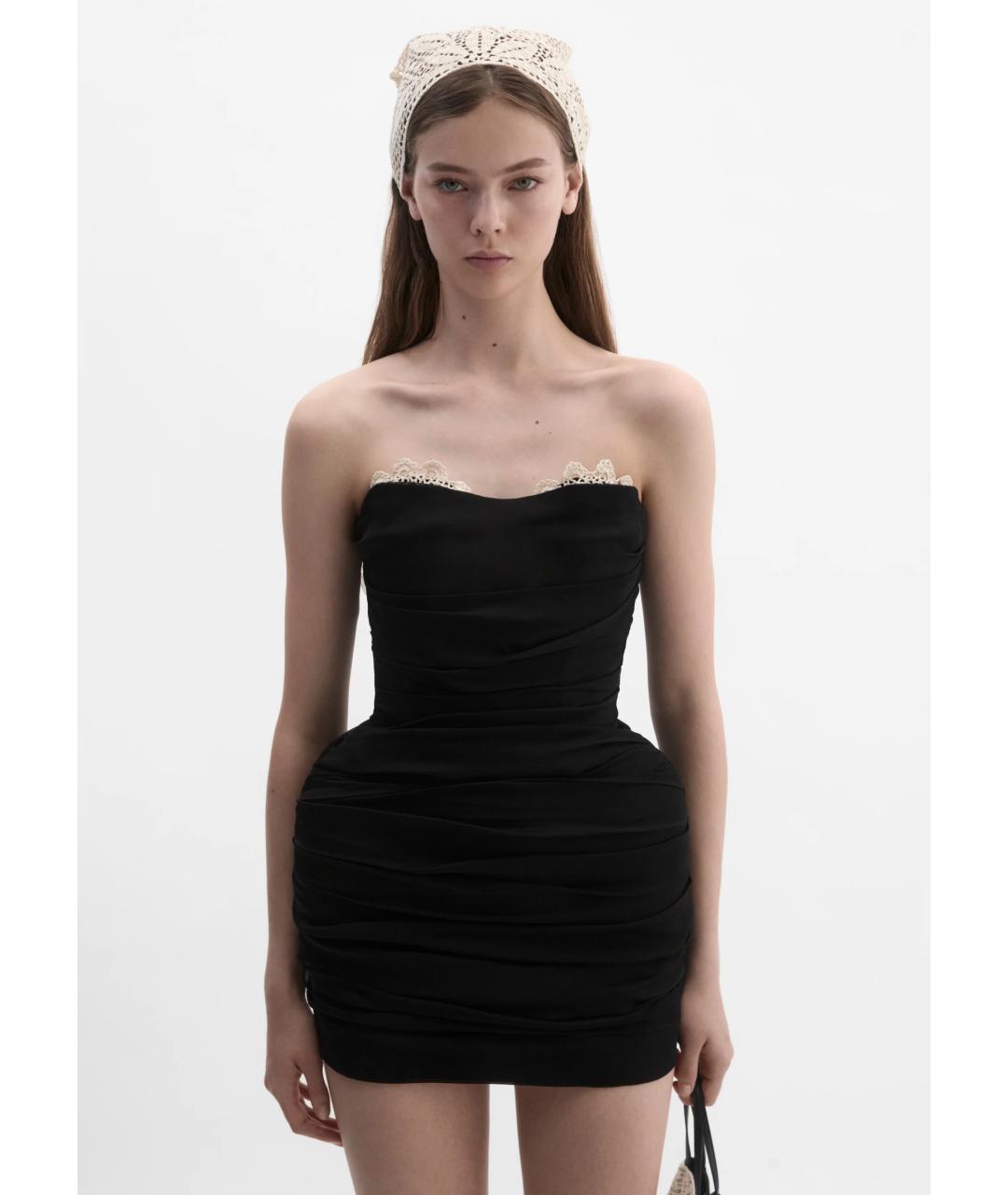 MAGDA BUTRYM Черное хлопковое коктейльное платье, фото 2