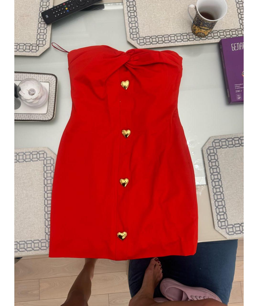 MOSCHINO Красное атласное повседневное платье, фото 5