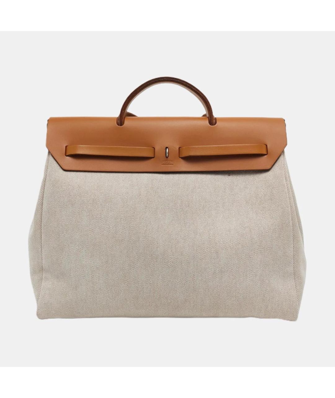 HERMES Бежевая кожаная сумка с короткими ручками, фото 4