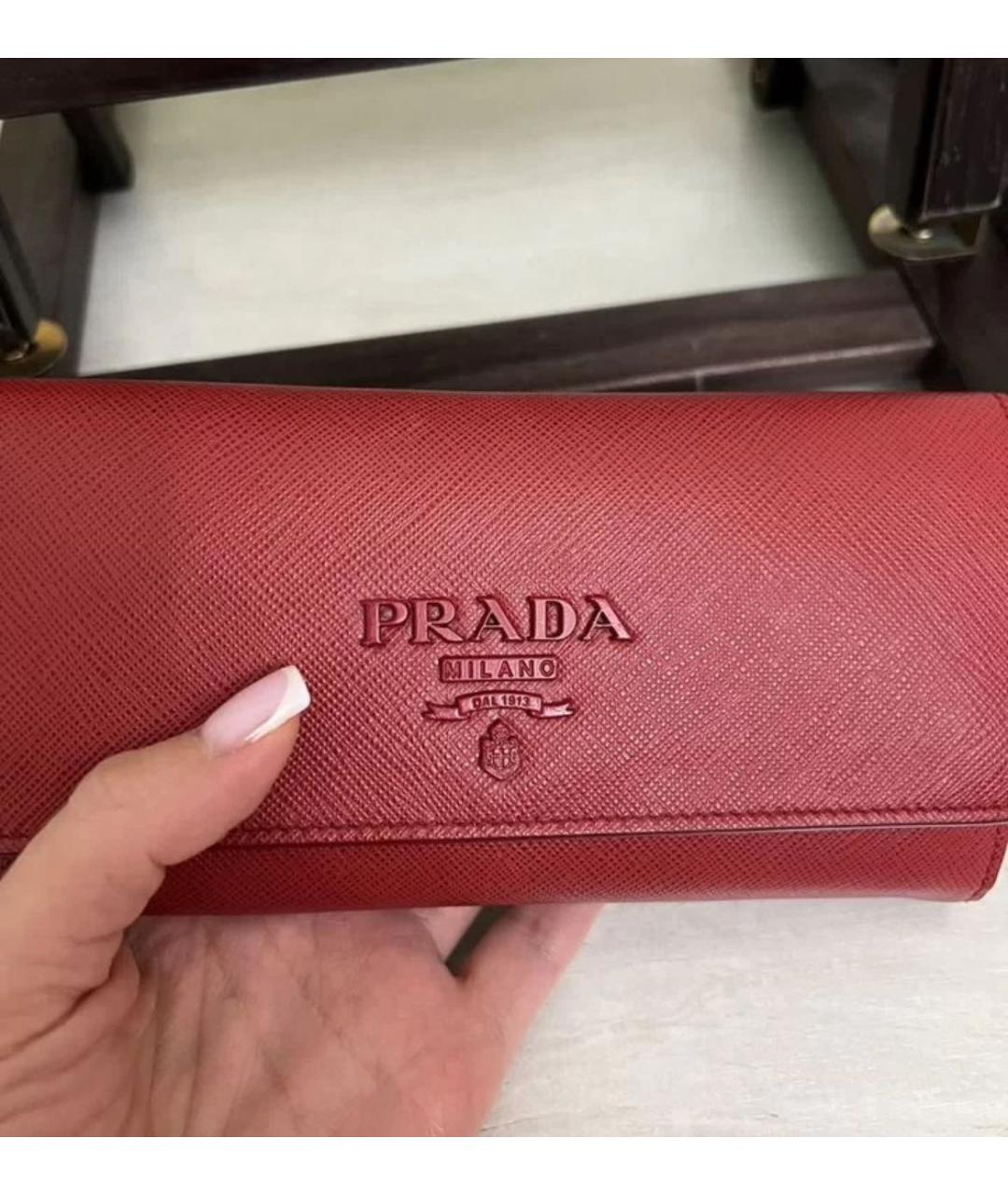 PRADA Красный кожаный кошелек, фото 5