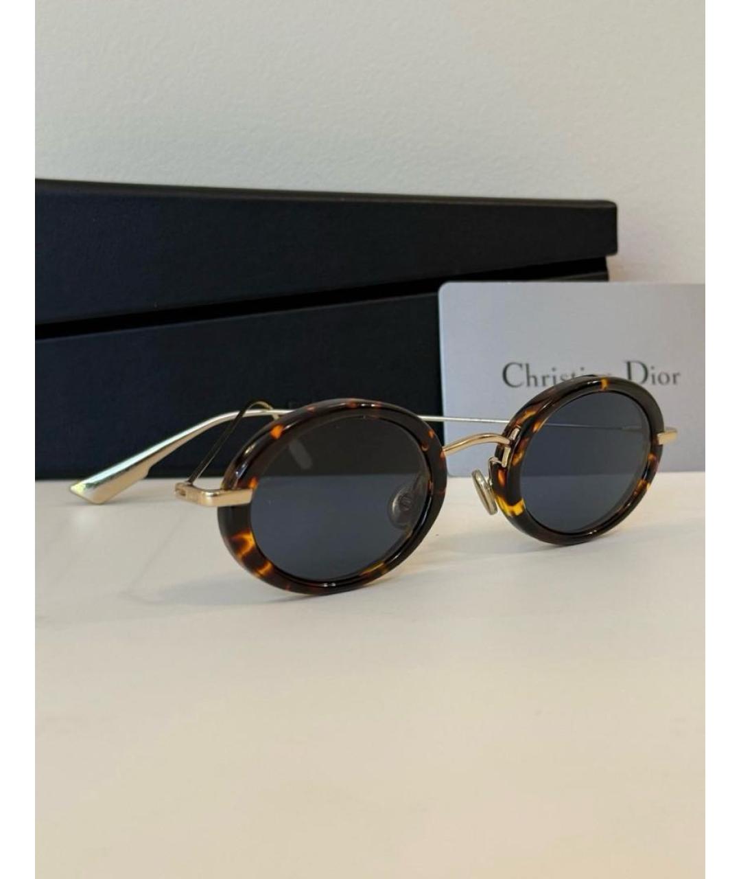 CHRISTIAN DIOR Коричневые металлические солнцезащитные очки, фото 2