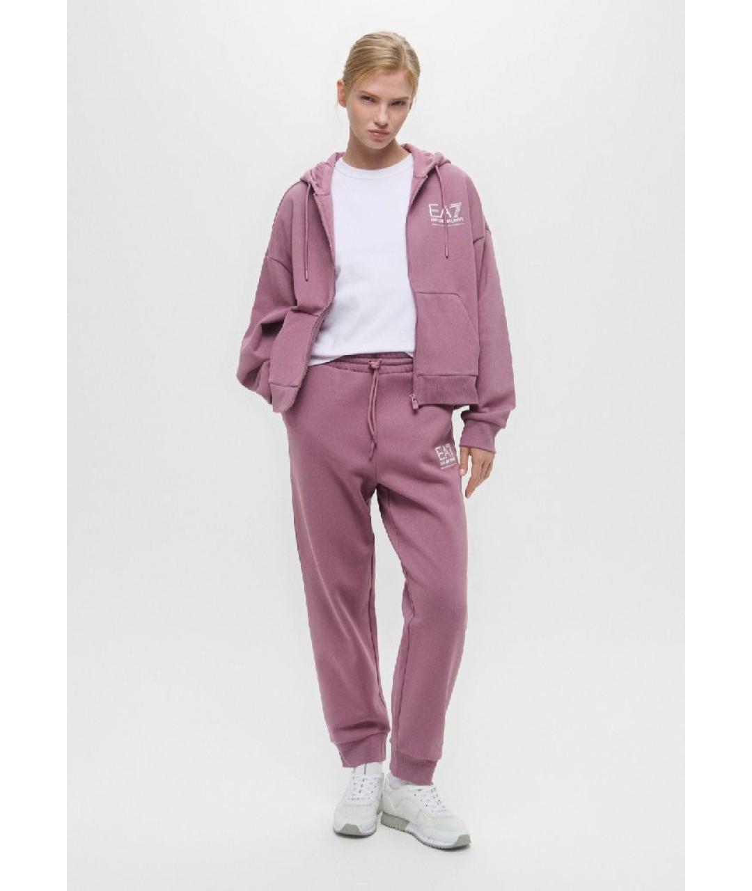 EA7 Розовый хлопковый костюм с брюками, фото 2