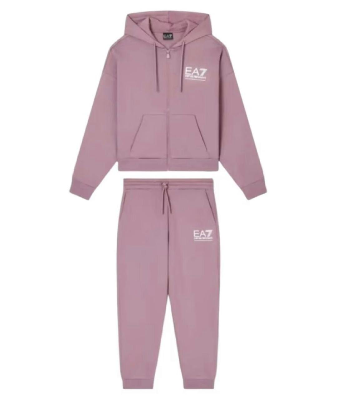 EA7 Розовый хлопковый костюм с брюками, фото 1