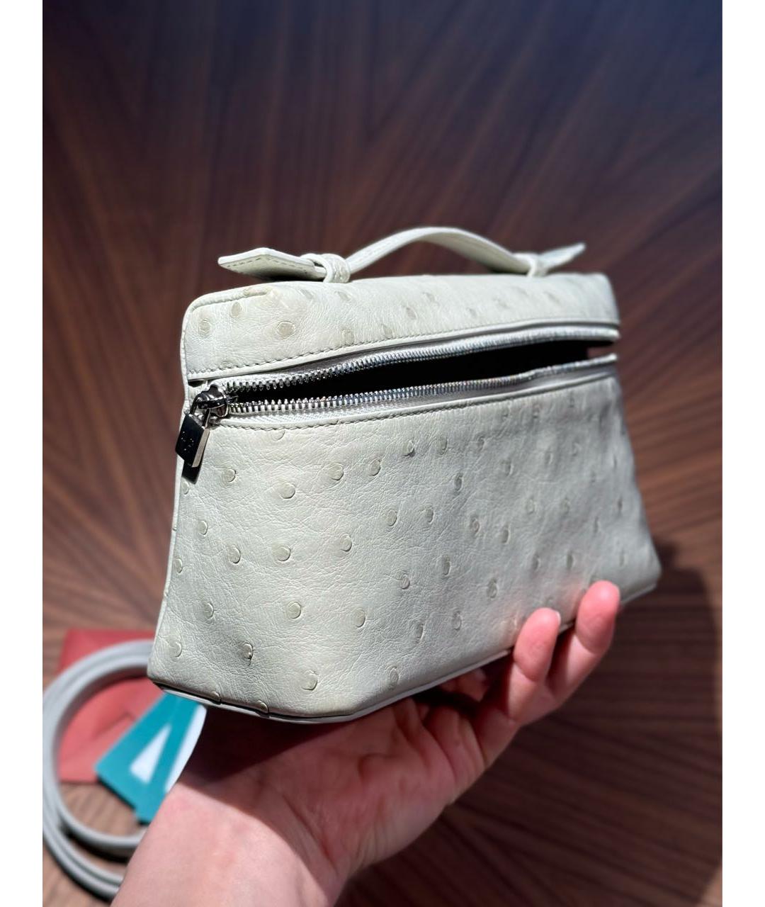 LORO PIANA Серая сумка через плечо из экзотической кожи, фото 2