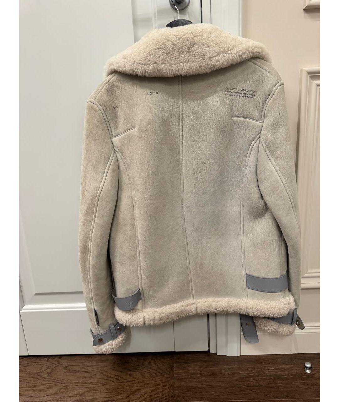 OFF-WHITE Голубая меховая дубленка, фото 2