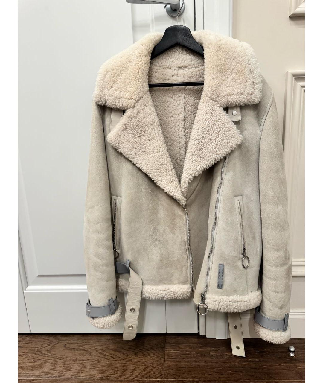 OFF-WHITE Голубая меховая дубленка, фото 3