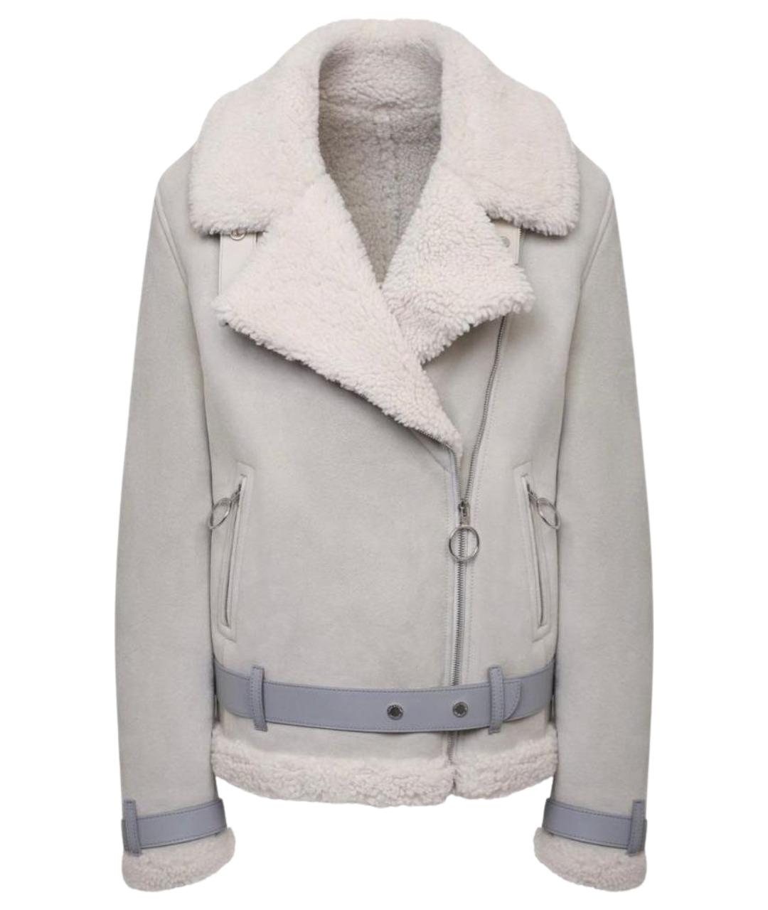 OFF-WHITE Голубая меховая дубленка, фото 1