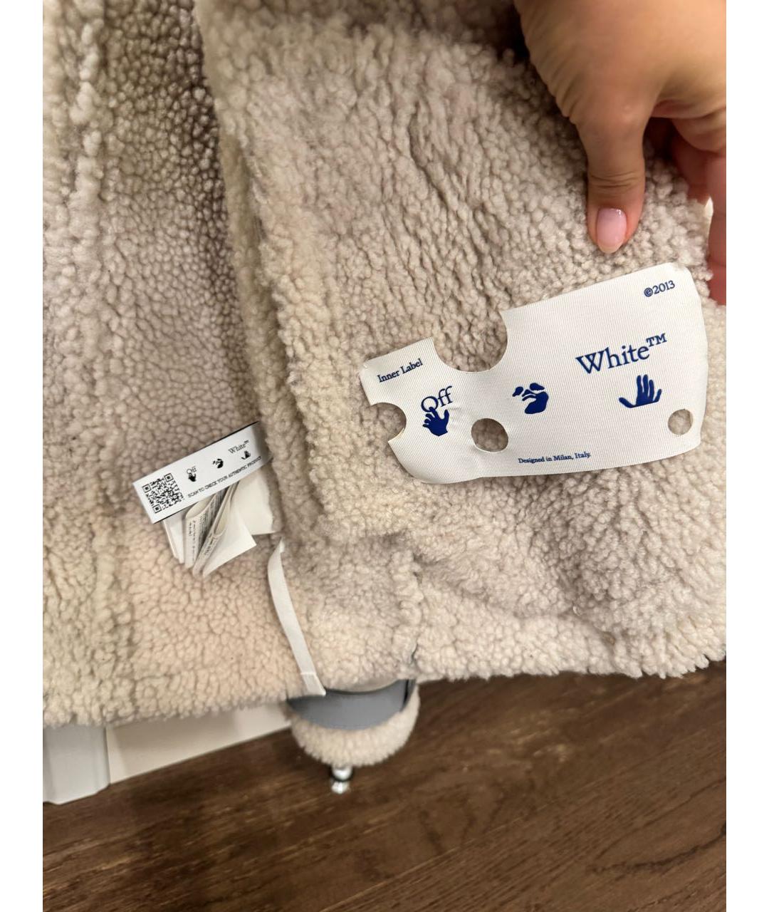 OFF-WHITE Голубая меховая дубленка, фото 4