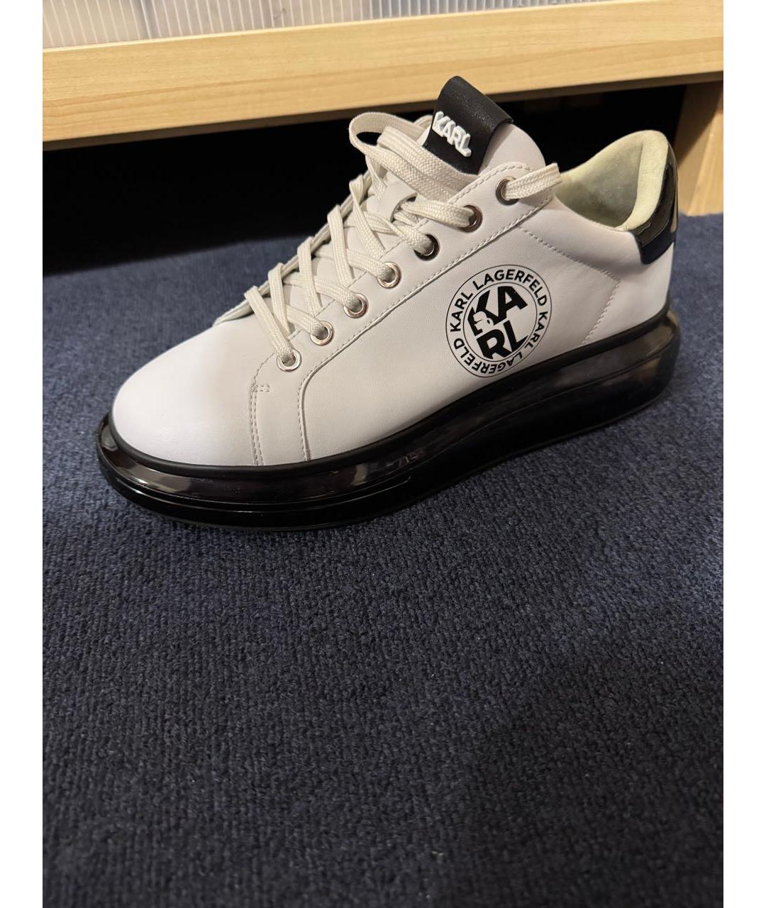 KARL LAGERFELD Белые кожаные высокие кроссовки / кеды, фото 2