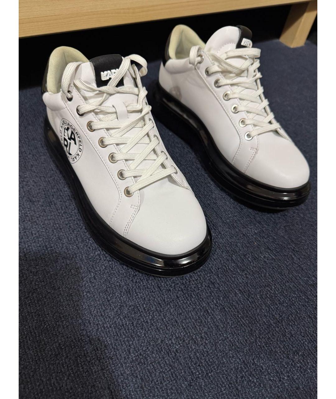 KARL LAGERFELD Белые кожаные высокие кроссовки / кеды, фото 7