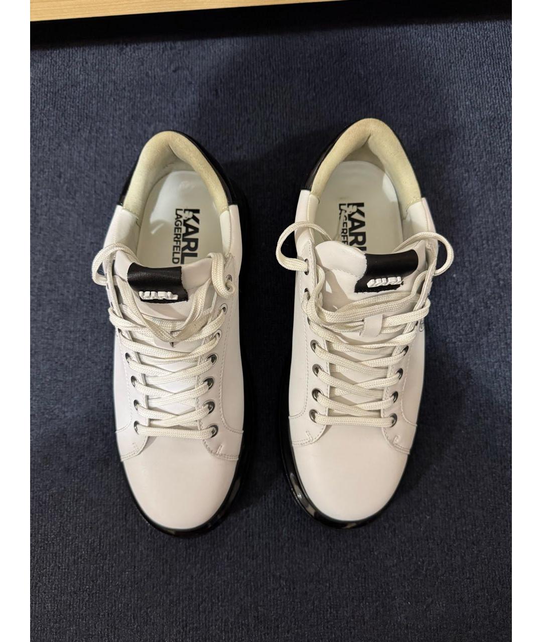 KARL LAGERFELD Белые кожаные высокие кроссовки / кеды, фото 4