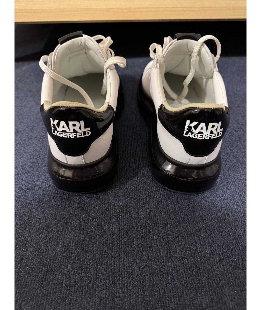 KARL LAGERFELD Белые кожаные высокие кроссовки / кеды, фото 5