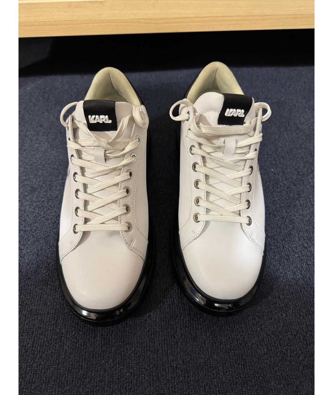 KARL LAGERFELD Белые кожаные высокие кроссовки / кеды, фото 3