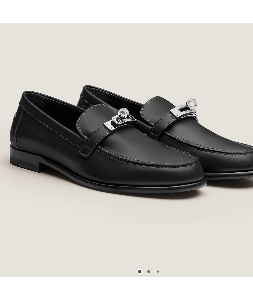 HERMES Черные кожаные лоферы, фото 5