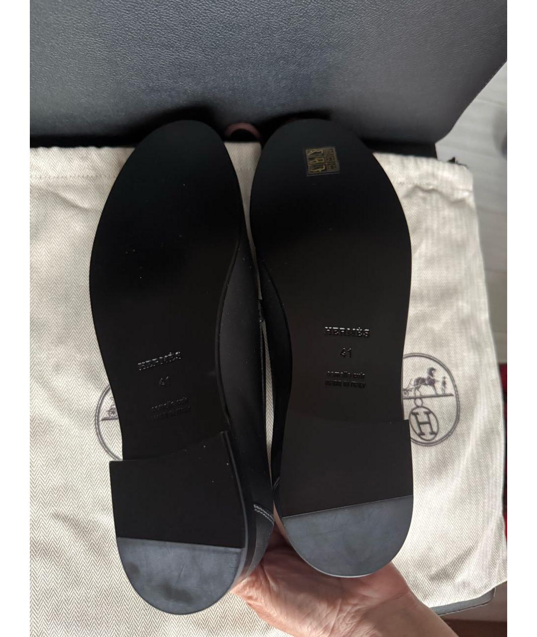 HERMES Черные кожаные лоферы, фото 4