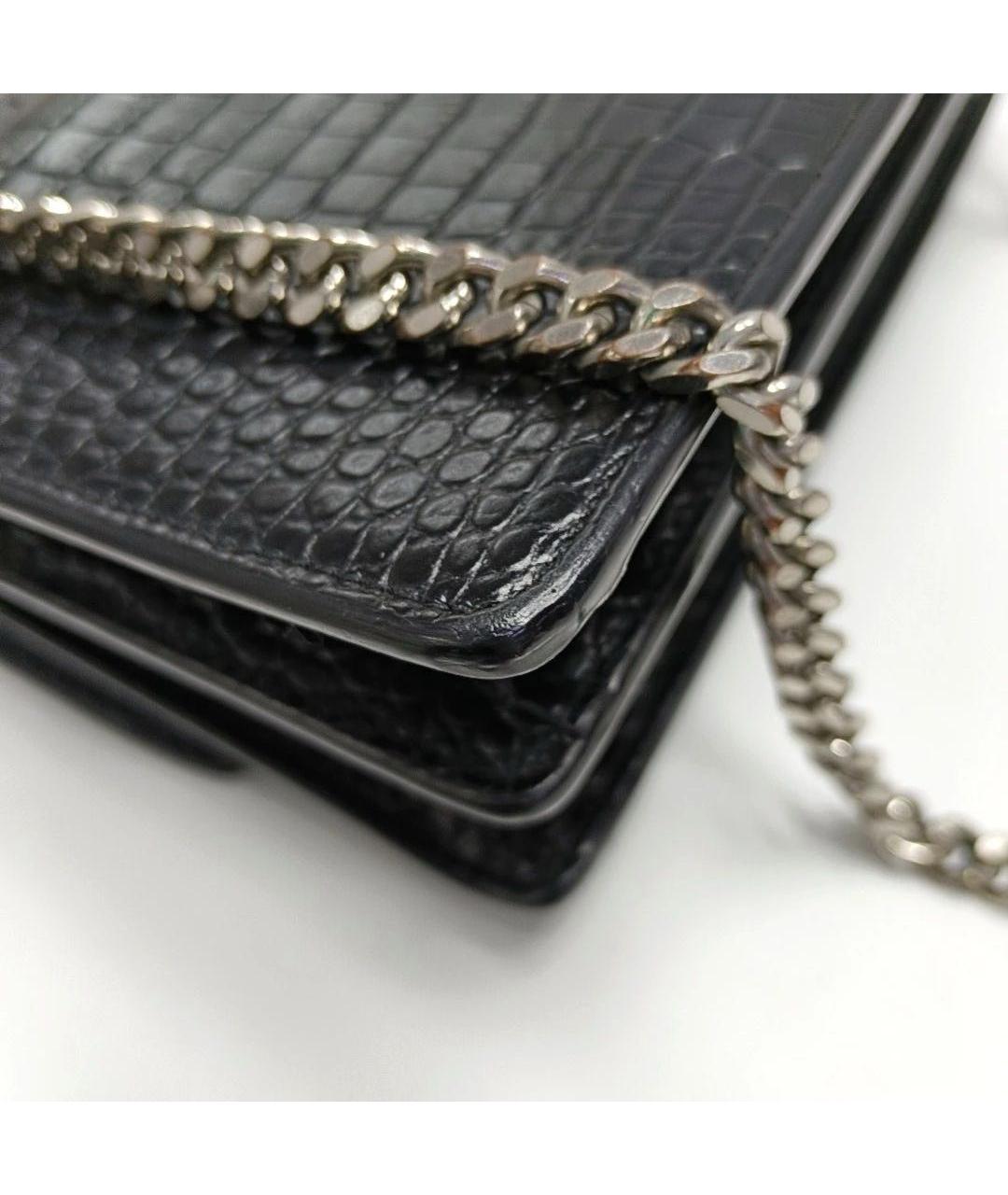 SAINT LAURENT Черная кожаная сумка через плечо, фото 8