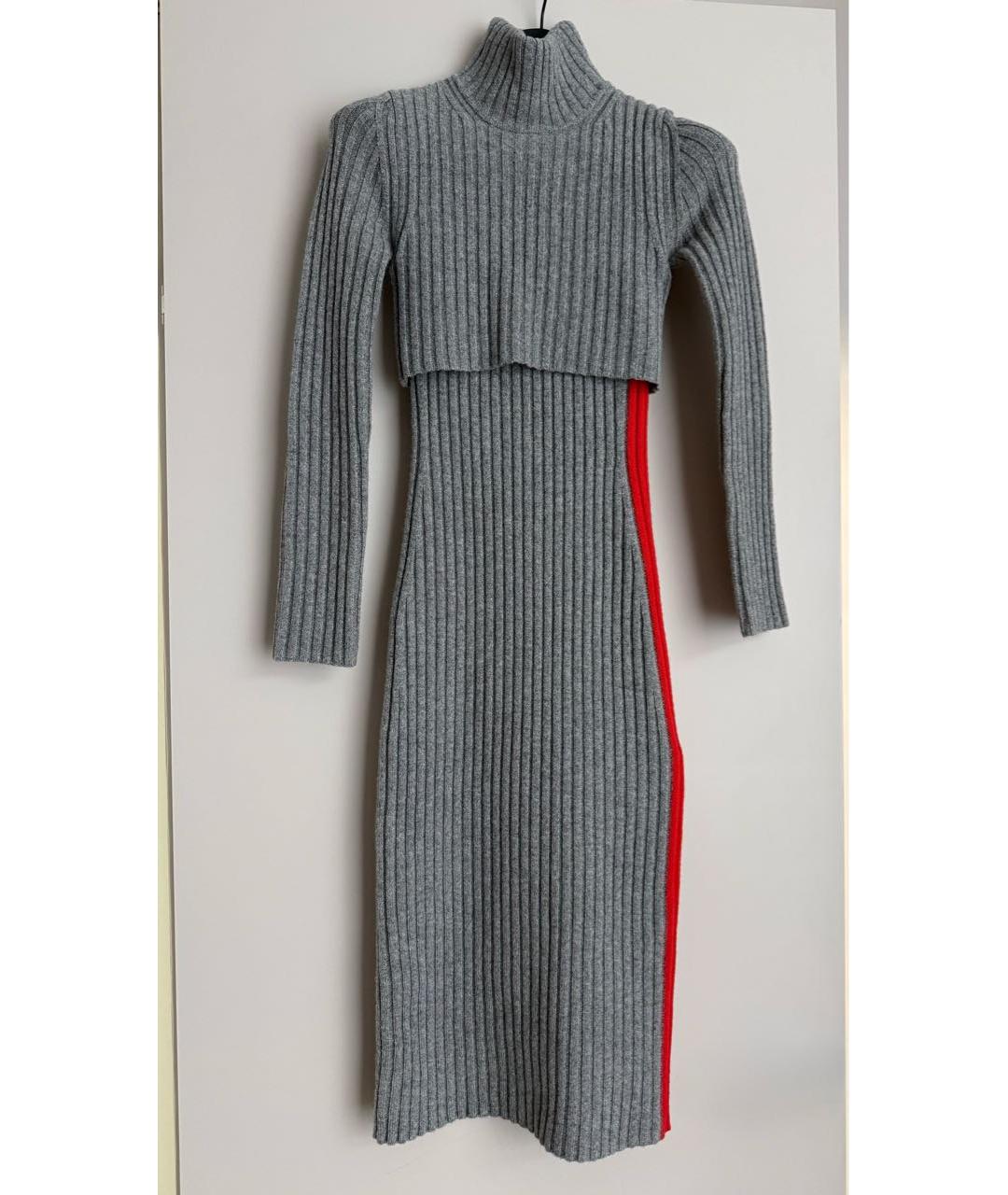 SPORTMAX Серое шерстяное повседневное платье, фото 6