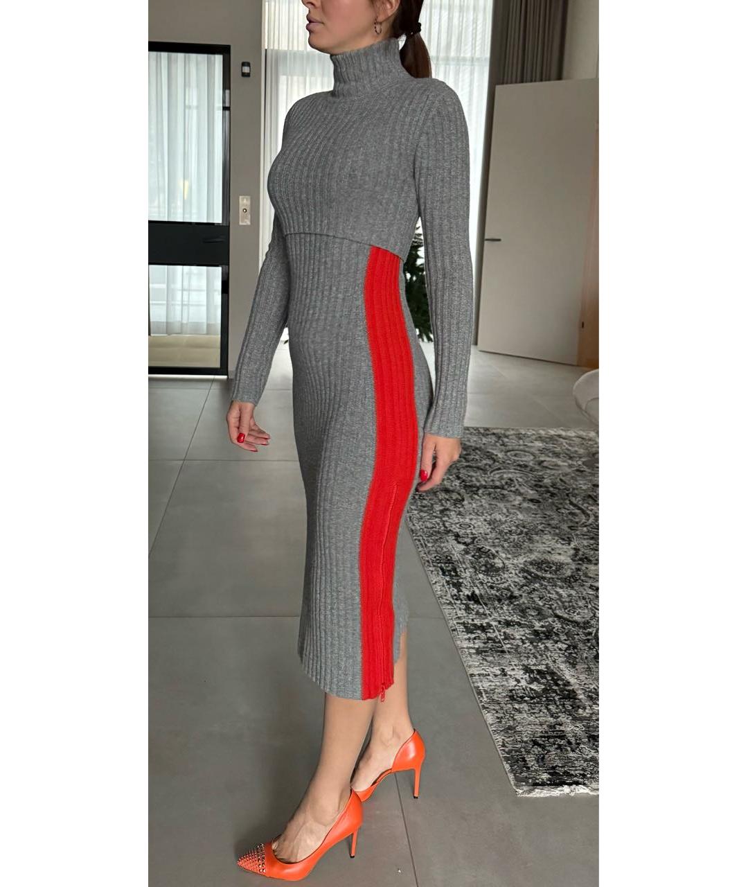 SPORTMAX Серое шерстяное повседневное платье, фото 4