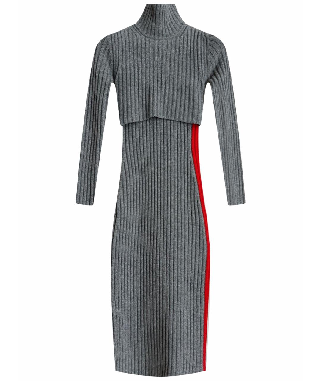 SPORTMAX Серое шерстяное повседневное платье, фото 1