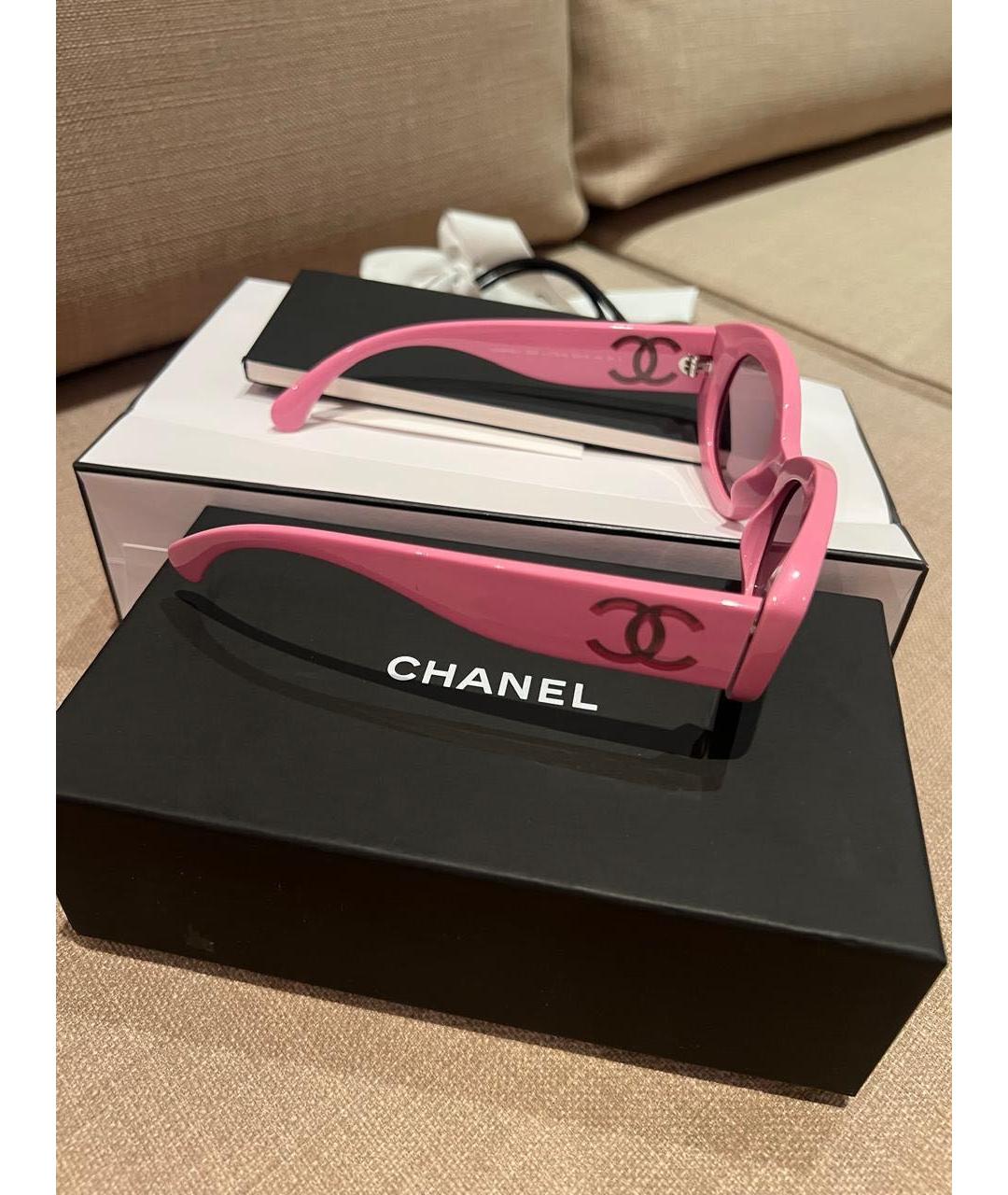 CHANEL Розовые пластиковые солнцезащитные очки, фото 3
