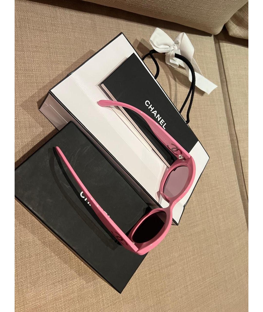 CHANEL Розовые пластиковые солнцезащитные очки, фото 2