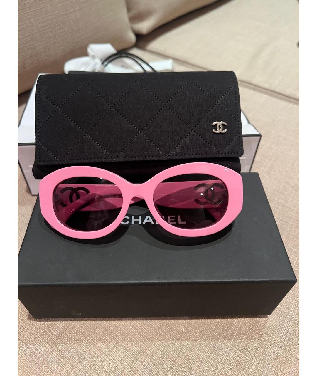 CHANEL Розовые пластиковые солнцезащитные очки, фото 5