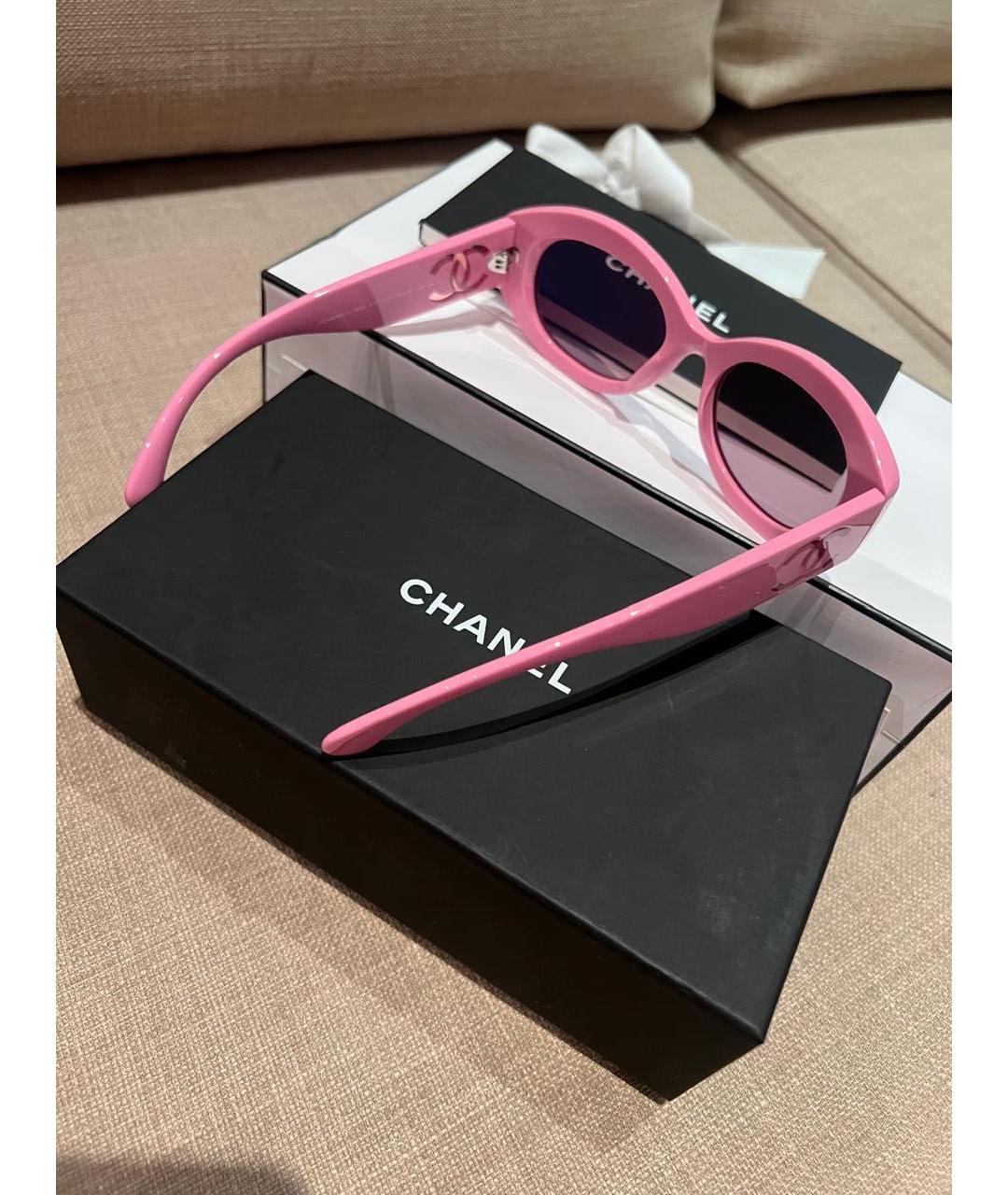 CHANEL Розовые пластиковые солнцезащитные очки, фото 4