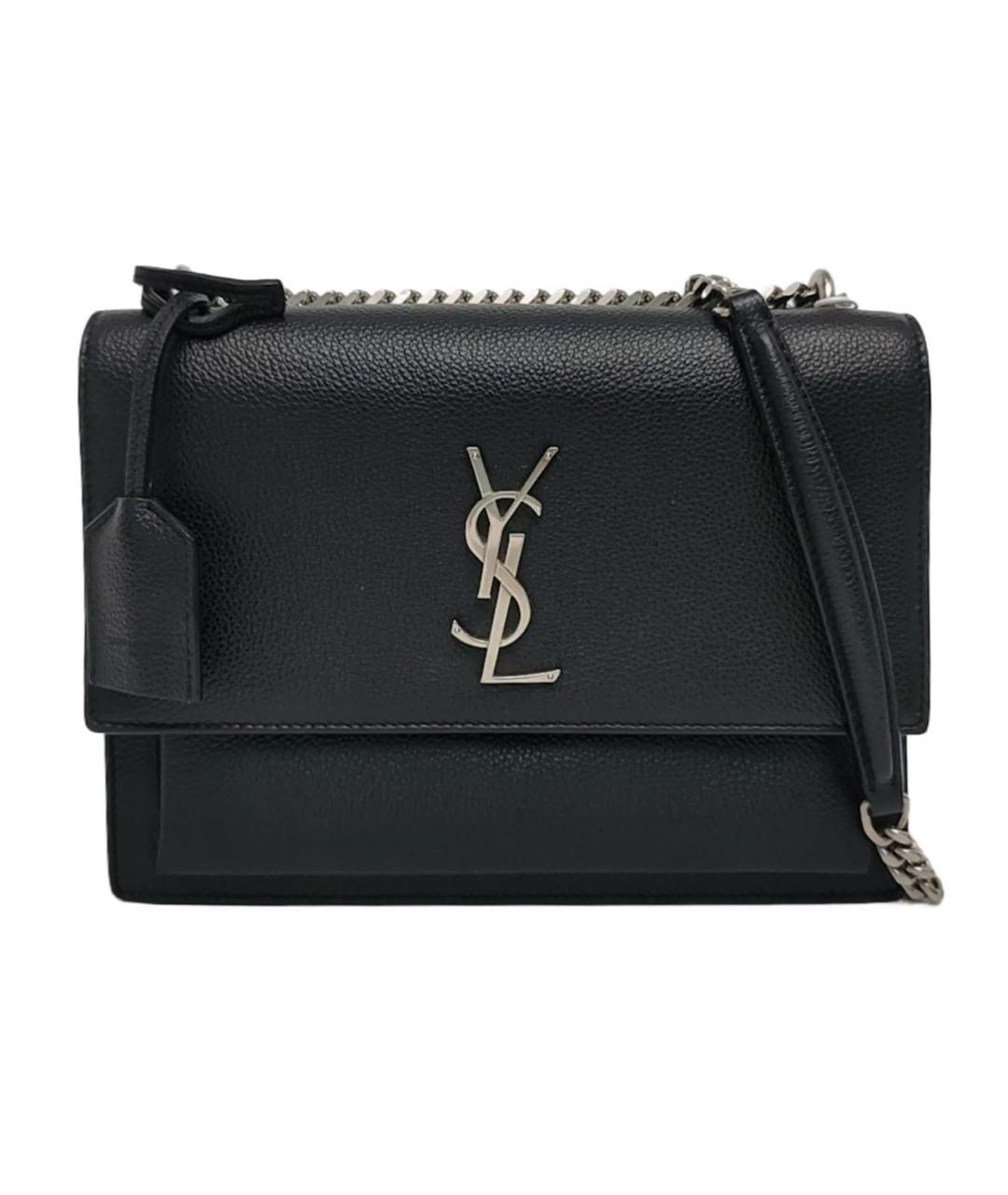 SAINT LAURENT Черная кожаная сумка через плечо, фото 1