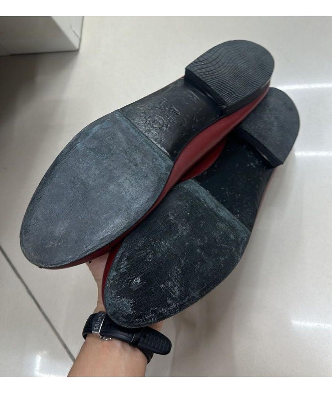 CHANEL Бордовые кожаные балетки, фото 3