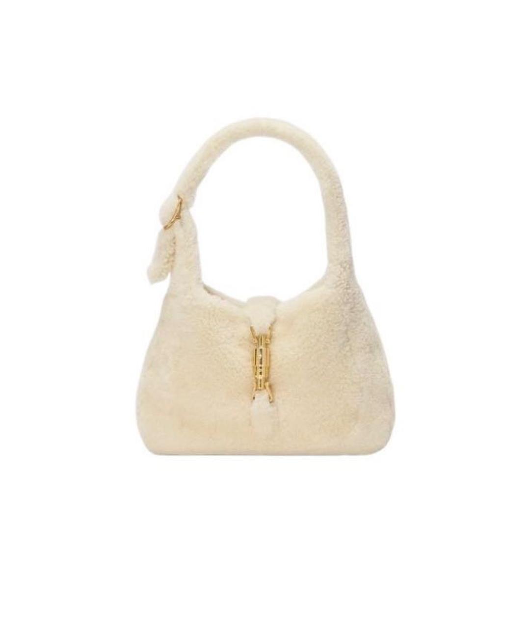 GUCCI Бежевая меховая сумка через плечо, фото 1