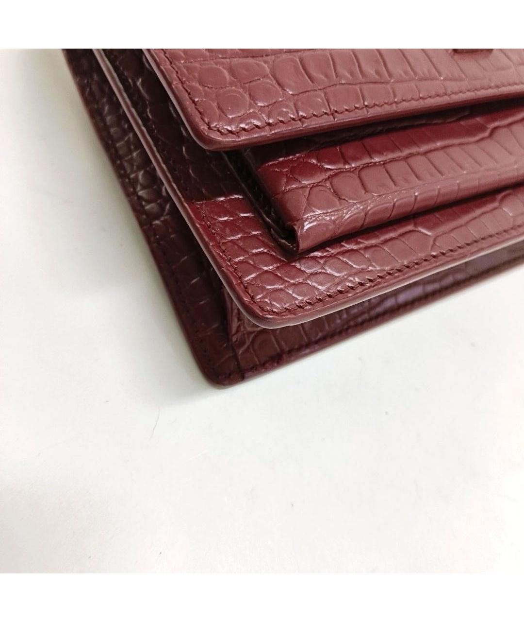 SAINT LAURENT Бордовая кожаная сумка через плечо, фото 8